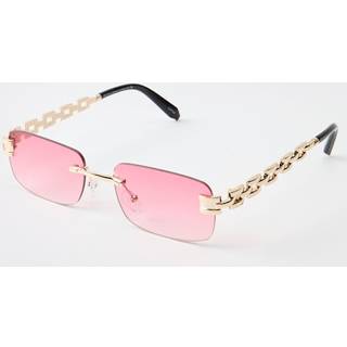 Mens Gold Rimless Square Tinted Sunglasses