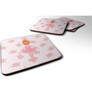 """" Caroline's Treasures Ballerina Red Head Back Pose Foam Coaster Set på 4 3,5 multicolor """"