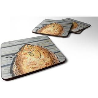 """" Caroline's Treasures 8495FC Flounder Foam Coasters (Sæt på 4) 3,5 """" ""H X 3,5"" """" W multicolor """"