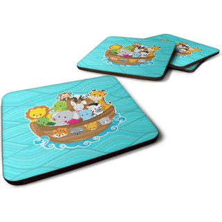 """" Caroline's Treasures Noahs Ark Foam Coaster Set på 4 3,5 multicolor """"