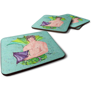 """" Caroline's Treasures 8345FC Merman Foam Coasters (Sæt på 4) 3,5 """" ""H x 3.5"" """" W multicolor """"