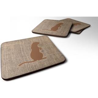 """" Caroline's Treasures BB1118-BL-BN-FC Meerkat Burlap og Brown Foam Coasters (Sæt på 4) 3,5 """" ""H X 3,5"" """" ""W multicolor"" ""