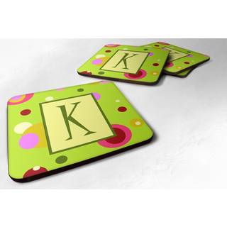 """" Caroline's Treasures CJ1010-KFC Monogram-grønne skumcoastere (sæt med 4) indledende bogstav K 3.5 """" ""H x 3.5"" """" W multicolor """"