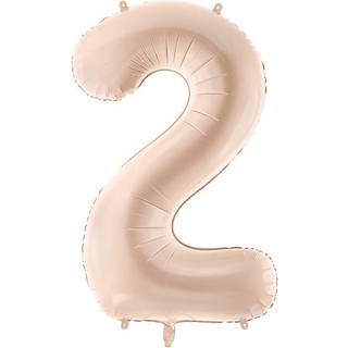 1 stk. Folieballon Tal 2 mørk beige 72 cm – Elegant festdekoration inkl. sugerør