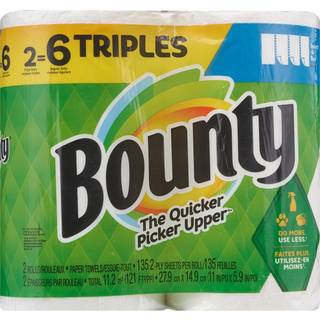 Bounty Select-a-størrelse papirhåndklæder Hvid 2 Triple Rolls = 6 Regelmæssige ruller