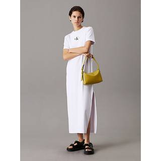 Calvin Klein Jeans Monologo Long Rib Tee Dress Yaa Brilliant White M
