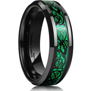 King Will Dragon 5mm Green Carbon Fiber Black Celtic Dragon Wolfram Carbide Ring Comfort Fit Wedding Band 9