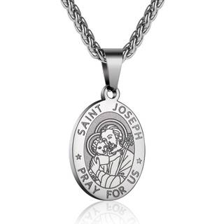 P. Blake rustfrit st?l St. Saint Joseph Medal halsk?de Katolsk Saint Joseph Bed for os vedh?ng med k?de
