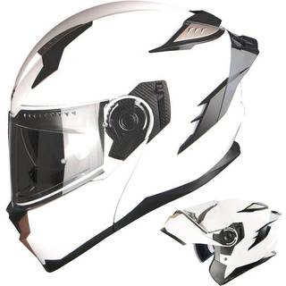 1Storm Motorcykel Modulr fuldansigtshjelm DOT Voksne Street Bike Flip up Dobbeltvisir Sol Indre Shield Anti Fog Pinlock Ready Shield: Pure White