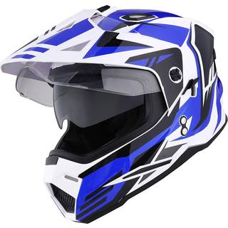 1Storm Dual Sport Motorcykel Motocross Off Road Full Face Hjelm Dual Visir Storm Force Blue St?rrelse XXL