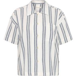 KnowledgeCotton Apparel Women's Striped S/S Shirt Bluse Damer størrelse XS farve hvid/grå
