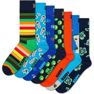 Blue 7-Pack Seven Day Vacay Socks Gift Set - Light Blue, Yellow, Red, Blue, Navy, Green - 36-40