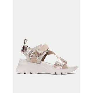 Hispanitastil kvinder. HV254007 Golden Dakar-sandaler i læder (40), Guldfarvet, 3-5 cm, Velcro, Casual