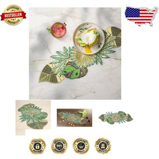 Lightnpro gr?nne blade h?ndlavet beaded bordl?ber - h?ndarbejde brodering dekorativ glitz p?ske halloween h?st jul efter?r m?dre dag taksigelse j