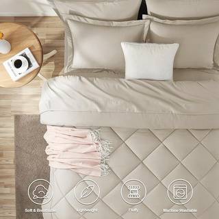 Cozylux fuld dyne sæt med ark 7 stykker seng i en taske havregryn hele sæson sengetøj sæt med dyne pude shams fladt ark monteret ark og pillowcas