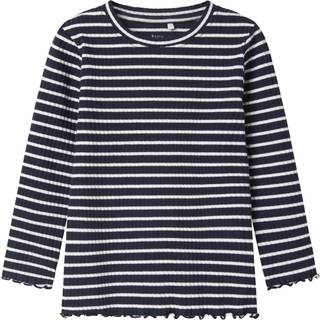 Name It Bright White/dark Sapphire Stribet Bluse