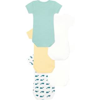 Petit Bateau 5-pak Baby-bodyer Vert Blanc Jaune 6 months  Grøn  6 måneder  Unisex