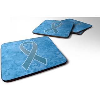 """" Caroline's Treasures AN1206FC Blue Ribbon til prostatacancerbevidsthed Foam Coaster (Sæt på 4) 3,5 """" ""H X 3,5"" """" ""W Multicolor"" ""