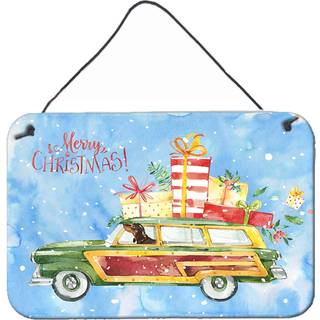"""" Caroline's Treasures Merry Christmas Dachshund Door Hanging Prints Wall-Decor Multicolor """"