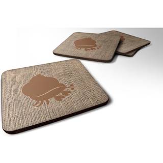 """" Caroline's Treasures BB1102-BL-BN-FC Hermit Crab Burlap og Brown Foam Coasters (Sæt på 4) 3,5 """" ""H X 3,5"" """" ""W Multicolor"" ""