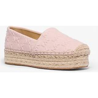 MK Lynn Logo Embossed Denim Platform Espadrille - Pink - Michael Kors - EU 38