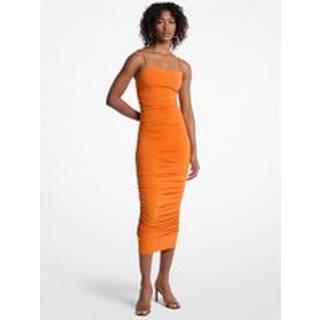 MK Ruched Stretch Matte Jersey Dress - Orange - Michael Kors - XXS