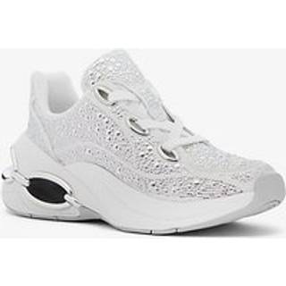 MK Toni Embellished Linen Blend Trainer - White - Michael Kors - EU 40.5