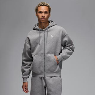 Oversized Jordan Brooklyn-hættetrøje i fleece med fuld lynlås til mænd - grå - XL