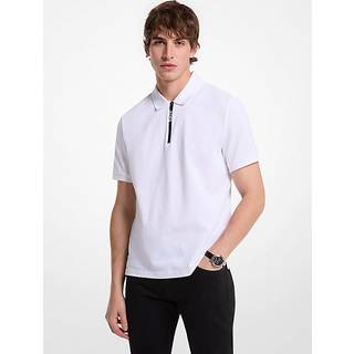 MK Cotton Zip-Up Polo Shirt - White - Michael Kors