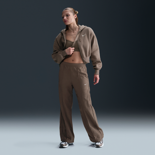 Mellemhøje Nike Sportswear Everything Wovens-bukser med åben kant til kvinder - brun - XXL (EU 52-54)