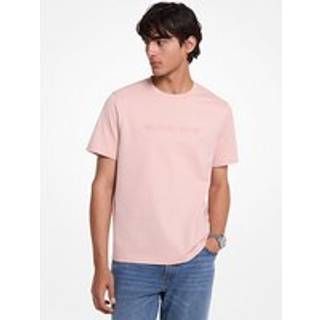 MK Logo Embossed Cotton T-Shirt - Pink - Michael Kors