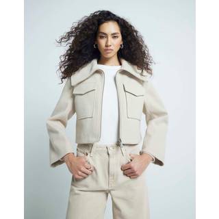 River Island River Island Brown Wide Collar Crop Jacket