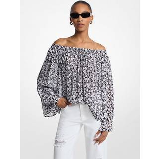 MK Floral Georgette Off-the-Shoulder Top - White - Michael Kors