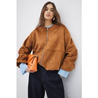 River Island Suedette Bubble Hem Bomber JakkeX-Small