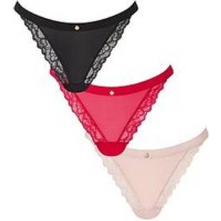 KBX KBX Black/Red Thong Lace High Leg Knickers 3 Pack