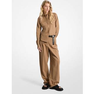 MK Wool Blend Utility Shirt - Brown - Michael Kors - XL