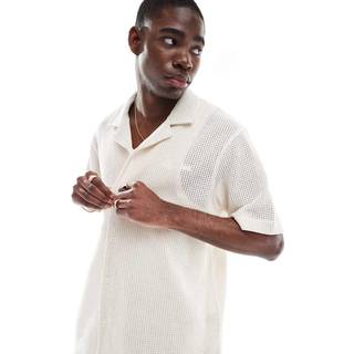 River Island River Island Cream Crochet Luminis Embroidery Polo Shirt