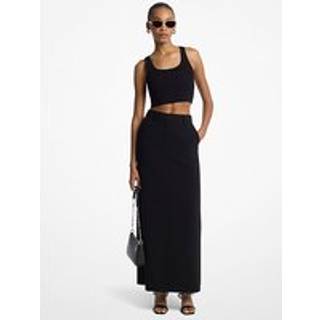 MK Textured Crepe Trouser Maxi Skirt - Black - Michael Kors - EU 32