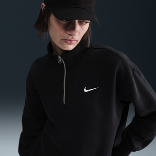 Oversized Nike Sportswear Phoenix-sweatshirt med 1/4 lynlås og langt snit til kvinder - sort - XXL (EU 52-54)