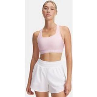 Under Armour Mid Crossback Sport Bra - Pink/White - Large