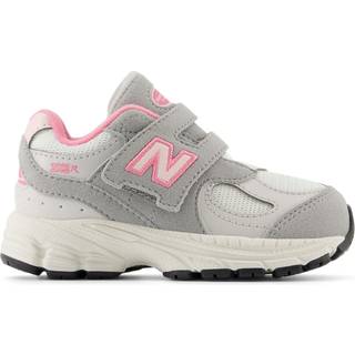 New Balance Børn 2002 HOOK & LOOP i Grå/Lyserød læder, Størrelse 21
