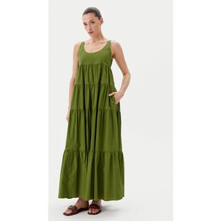 MK Stretch Cotton Tiered Dress - Green - Michael Kors - XXS