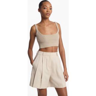 MK Ribbed Stretch Cotton Tank Top - Natural - Michael Kors - L