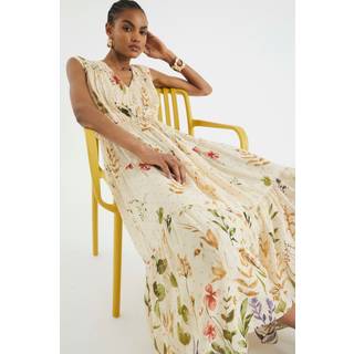 River Island River Island Cream Floral Shirred Midi Dress