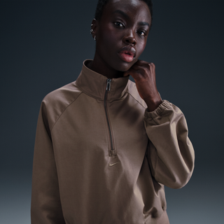 Nike Sportswear-kollektionen-oversized twilltop med 1/4 lynlås til kvinder - brun - XXL (EU 52-54)