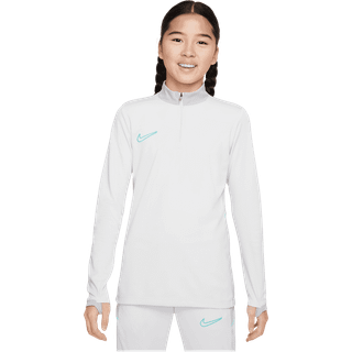 Nike Academy Dri-FIT-fodboldtræningstrøje med lange ærmer og 1/4 lynlås til større børn - grå - XL