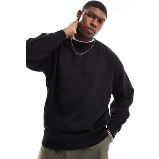 Threadbare Threadbare Black Oversized Fit Crew Neck Sweatshirt