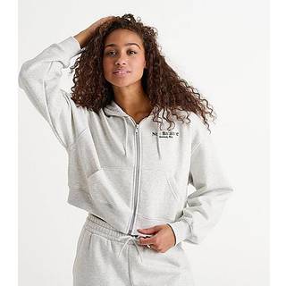 New Balance Tones Crop Full Zip Hoodie, Grey - S