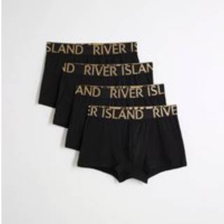 River Island River Island Black Large Metallic Text Trunks 4 PK