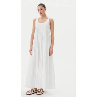 MK Stretch Cotton Tiered Dress - White - Michael Kors - XS